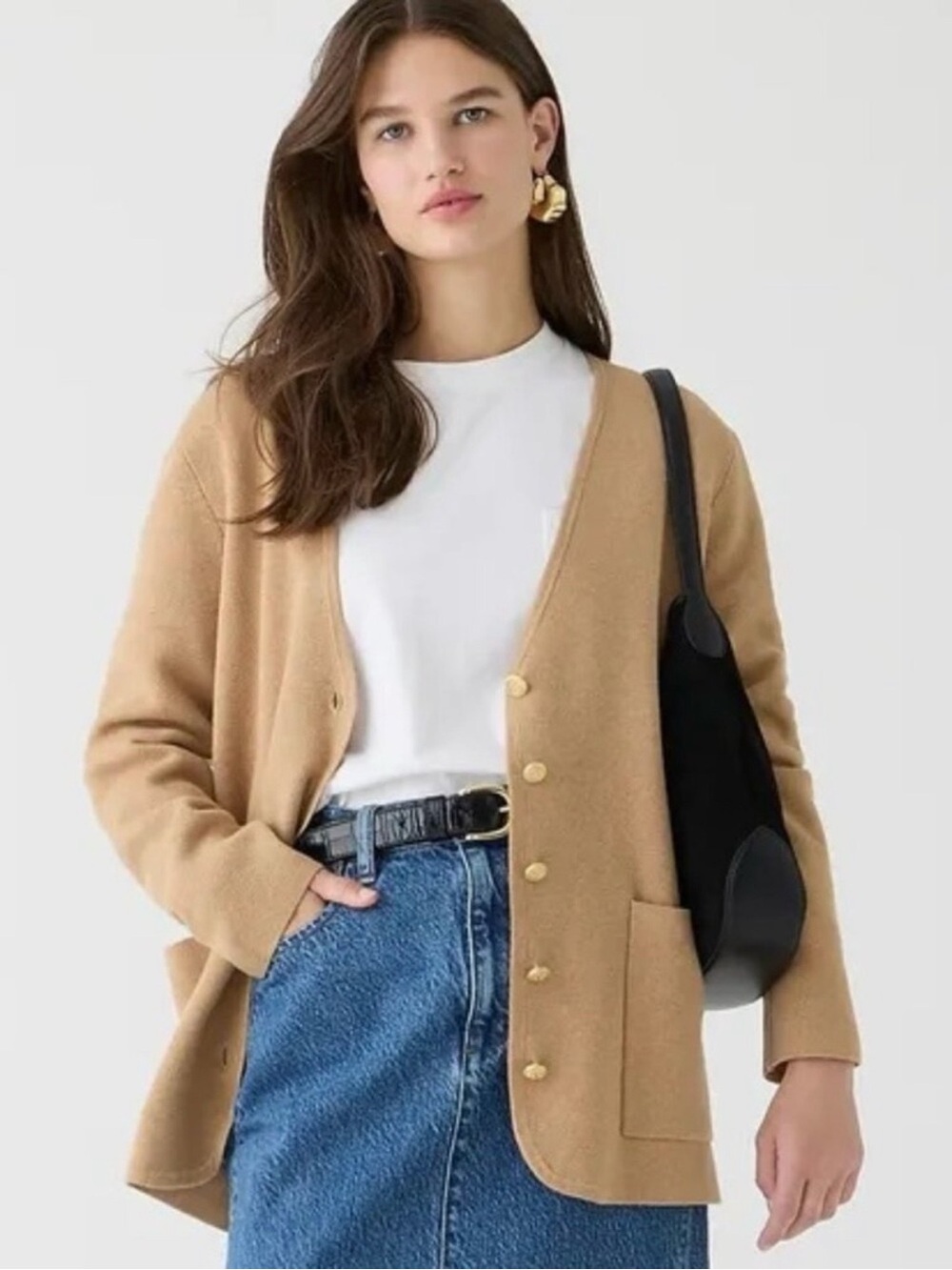 J. Crew Giselle V-neck Wool Blend Cardigan/Blazer Heather Khaki